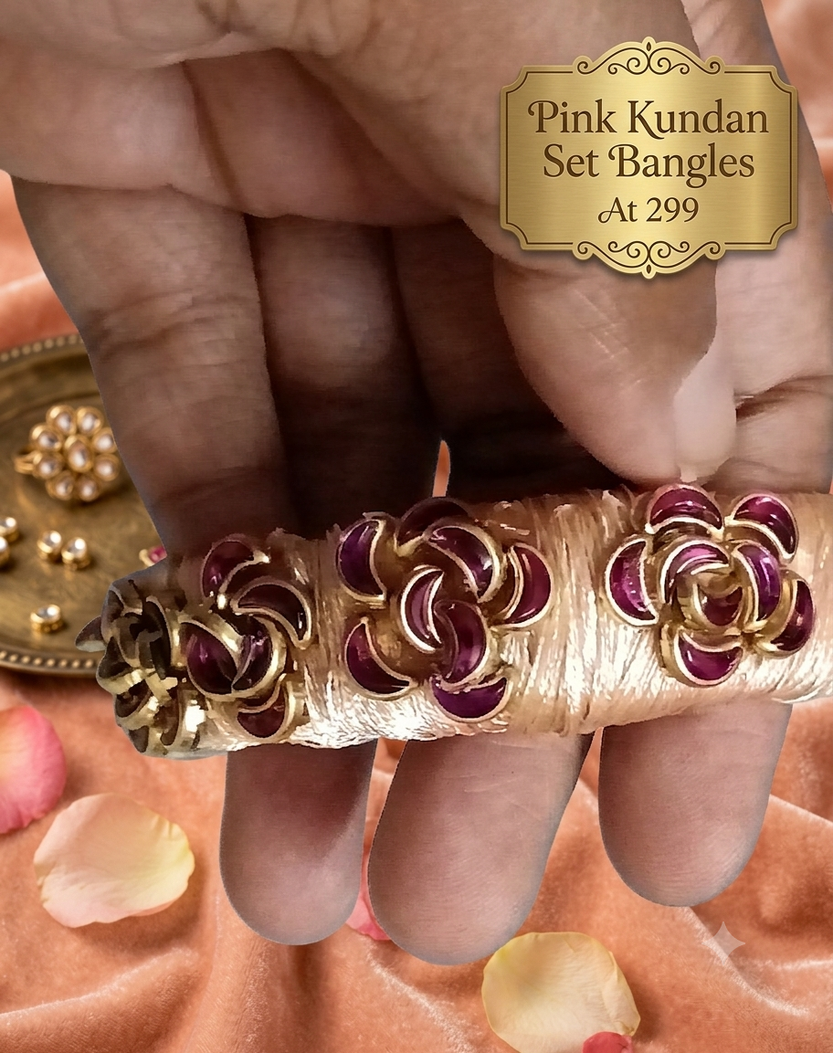 Pink Kundan Set Bangle