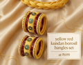 Yellow Red Kundan Borosil Bangle set