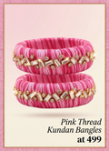 Pink Thread Kundan Bangles