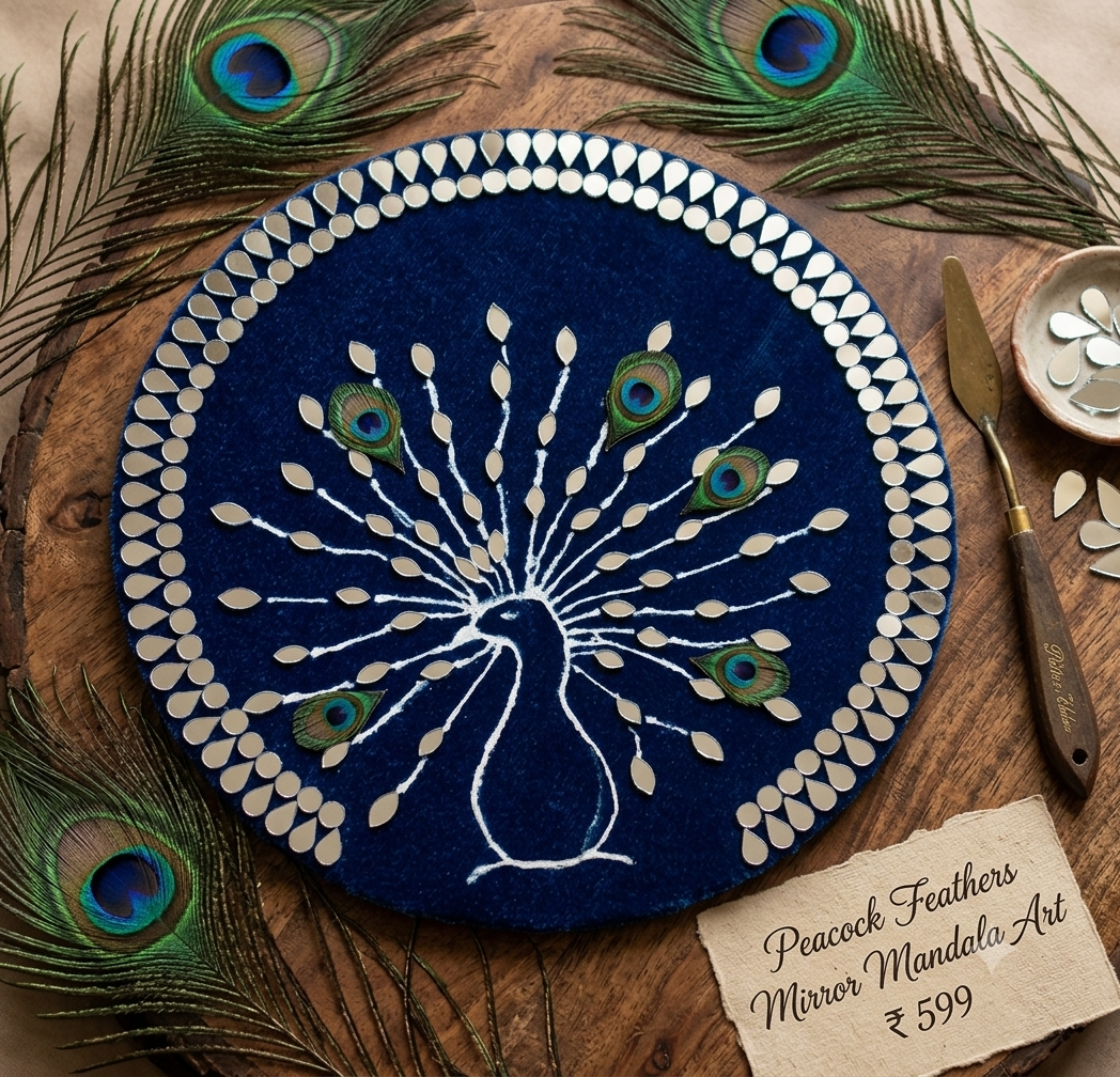 Peacock Feather Mirror Mandala Art