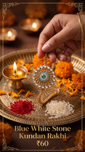 Blue White Stone Kundan Rakhi