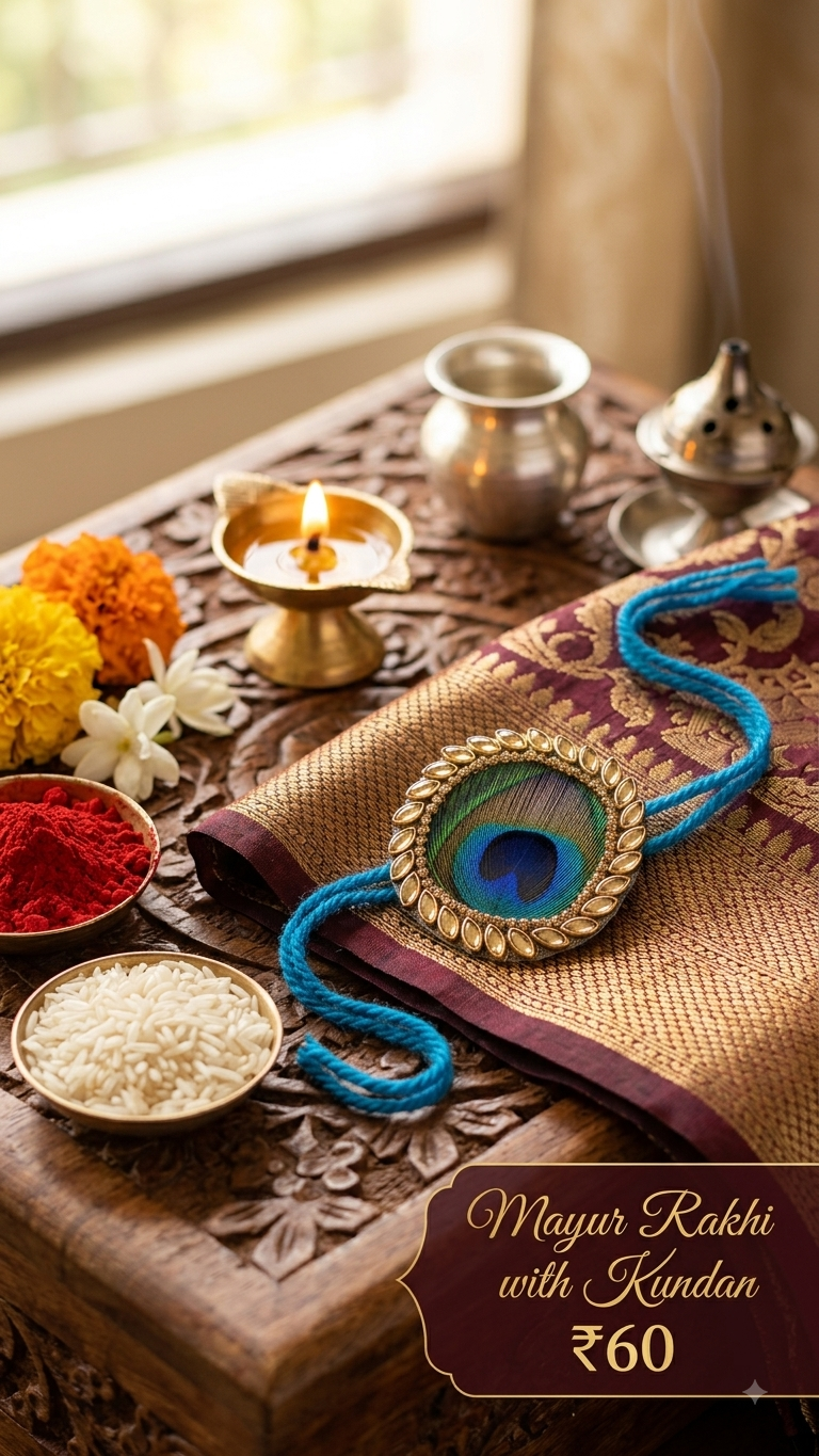 Mayur Rakhi With Kundan