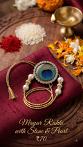 Mayur Rakhi With Stone And Pearl
