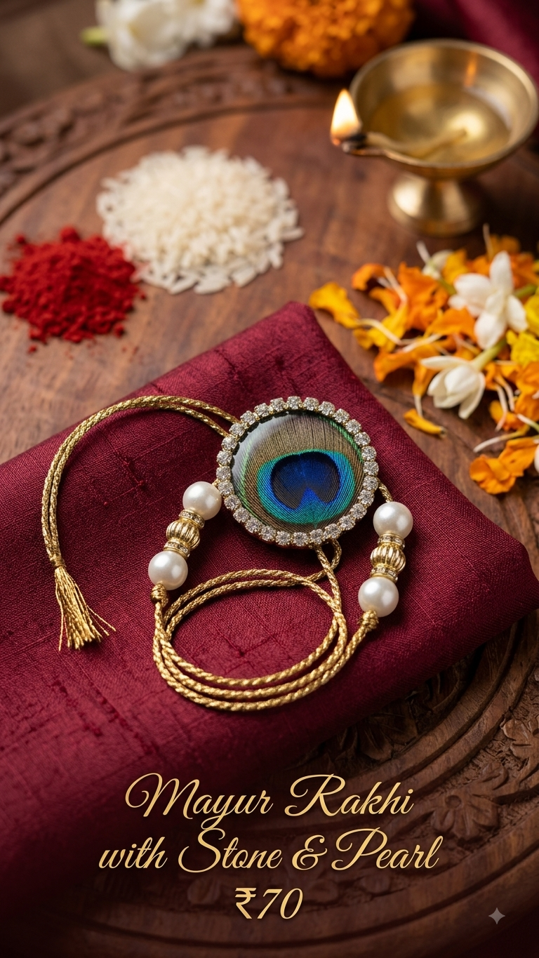 Mayur Rakhi With Stone And Pearl