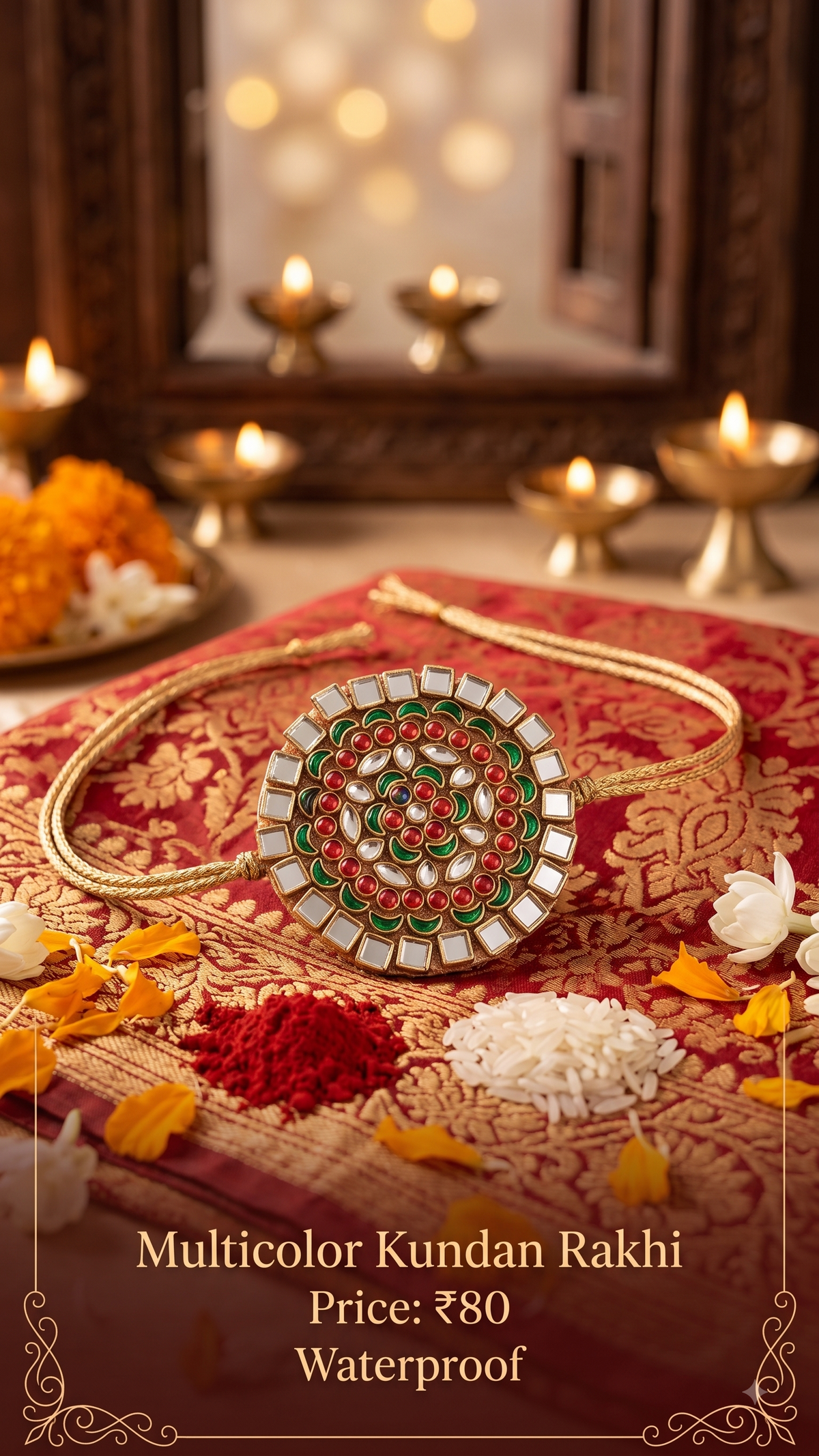 Multicolor Kundan Rakhi