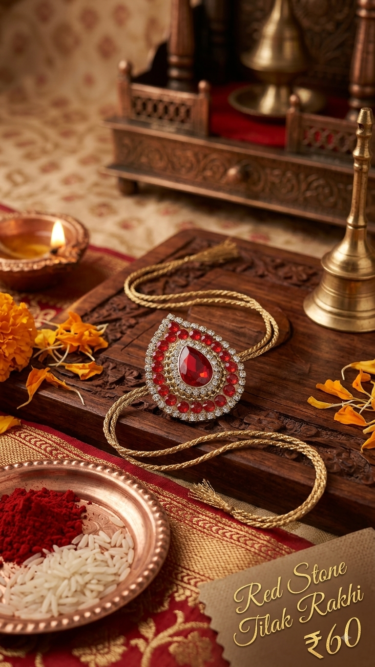 Red Stone Tilak Rakhi