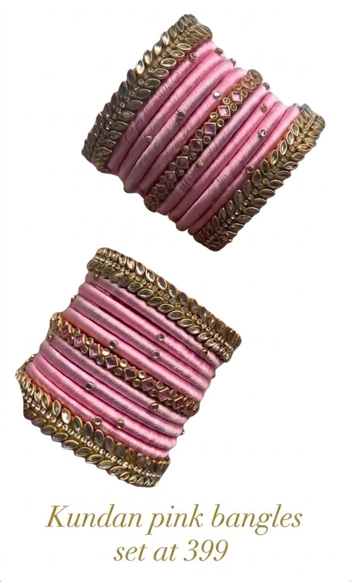 Kundan Pink Bangles