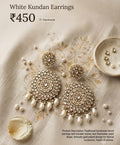 White Kundan Earrings