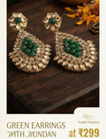 Green Earring with Kundan