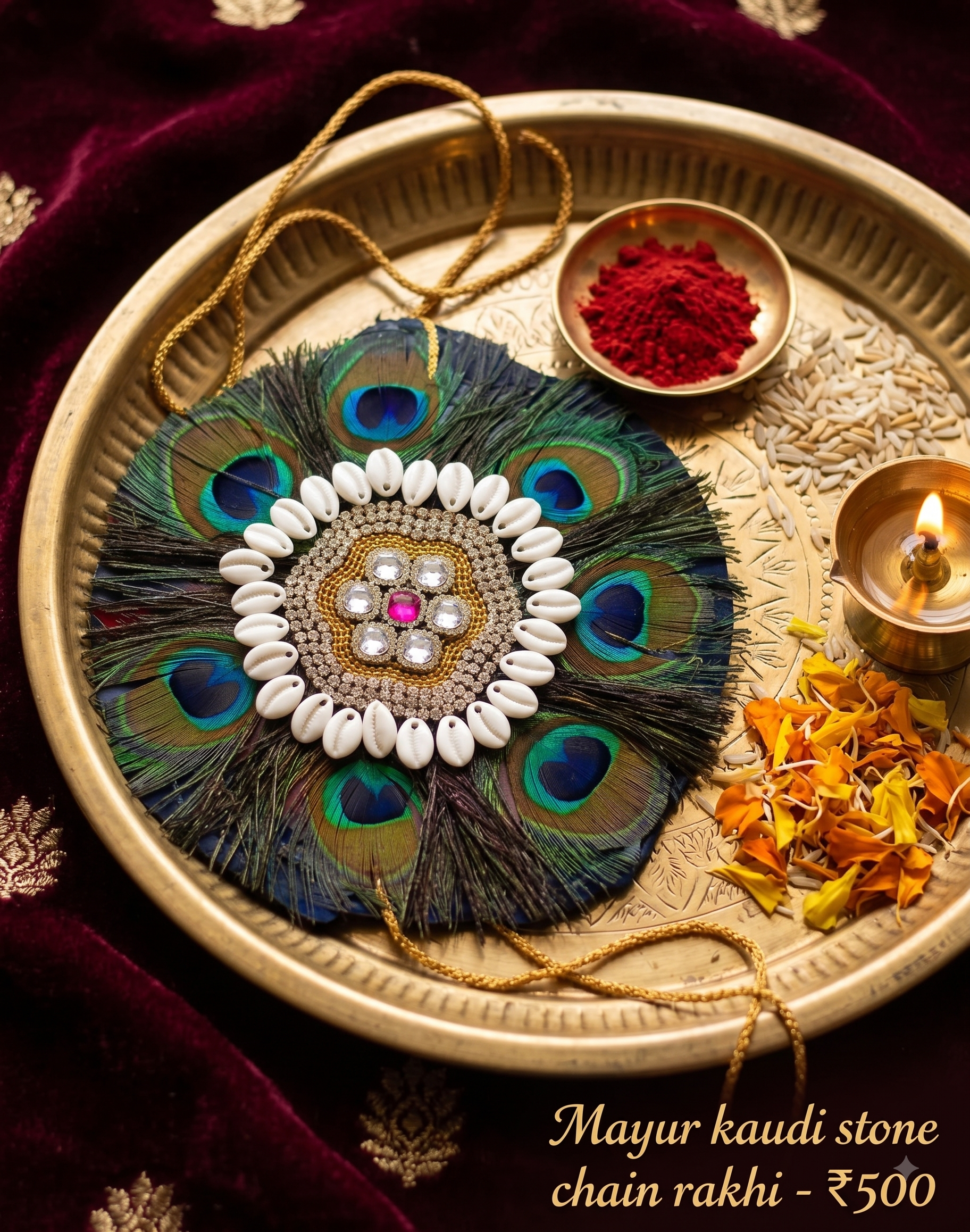 Mayun Kaudi Stone Chain Rakhi